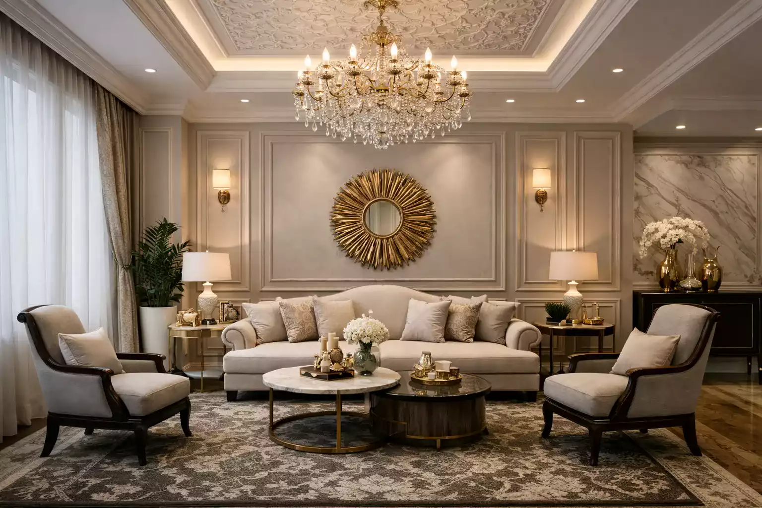 Spacious living room interior in Fleetwood villas